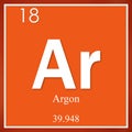 Argon chemical element, orange square symbol