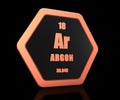 Argon chemical element periodic table symbol 3d render Royalty Free Stock Photo