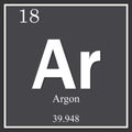 Argon chemical element, dark square symbol