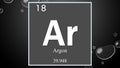 Argon chemical element symbol on wide bubble background