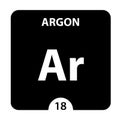 Argon symbol. Sign Argon with atomic number and atomic weight. Ar Chemical element of the periodic table on a glossy white Royalty Free Stock Photo