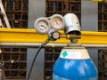 Argon welding gas cylinder with pressure gauge