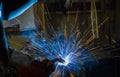 Argon welding splatter Royalty Free Stock Photo