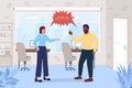 Arguing coworkers flat color vector illustration