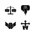 Argumentation skills black glyph icons set on white space Royalty Free Stock Photo