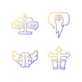 Argumentation skills linear vector icons set