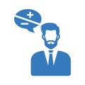 Arguments, communication, forum, opinion, speak, speech icon. Blue vector design