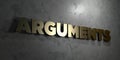 Arguments - Gold text on black background - 3D rendered royalty free stock picture