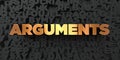 Arguments - Gold text on black background - 3D rendered royalty free stock picture