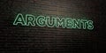 ARGUMENTS -Realistic Neon Sign on Brick Wall background - 3D rendered royalty free stock image