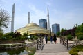 Argun, Russia - May 8, 2018: High-tech Mosque `Heart of the Mother` in Argun, Chechnya, Russia. Mosque named Aymani Kadyrova