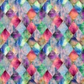 Argyle geometric bright colorful watercolor seamless pattern