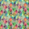 Argyle geometric watercolor seamless pattern