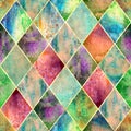 Argyle geometric watercolor seamless pattern Royalty Free Stock Photo