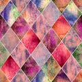 Argyle geometric watercolor seamless pattern Royalty Free Stock Photo