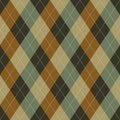 Argyle pattern autumn menswear in brown and green. Classic vector argyll dark graphic art for gift wrapping, socks, sweater.