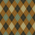 Argyle pattern menswear geometric in green and brown. Traditional autumn winter stitched vector argyll dark background.