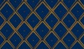 Argyle pattern. Navy blue with thin golden dotted line. Seamless geometric background