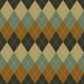 Argyle pattern rhombus autumn in brown and green. Traditional vector argyll background art graphic for gift wrapping, socks.