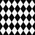 Argyle pattern seamless in black and white. Geometric stitched argyll vector graphic art for gift wrapping paper, socks, sweater.