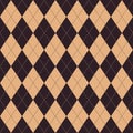 Argyle pattern seamless in brown and beige. Traditional geometric vector argyll background for gift wrapping, socks, sweater.