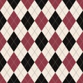 Argyle pattern seamless design in black, red pink, off white. Traditional vector argyll background for gift wrapping, socks.