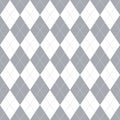 Argyle pattern seamless in grey and white. Traditional spring autumn winter stitched vector argyll light background for gift paper