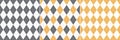 Argyle pattern seamless in grey, yellow, white. Vector geometric stitched argyll dark background graphic set for spring gift paper