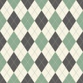 Argyle pattern seamless spring in grey, green, off white. Traditional geometric vector argyll background for gift wrapping, socks.