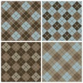 Argyle-Plaid Pattern in Blues and Browns Royalty Free Stock Photo