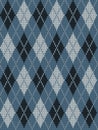 Argyle print in blue, gray and black colors