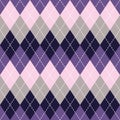 Argyle seamless pattern background. Lavender and grey colors. For print and web. Royalty Free Stock Photo