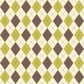 Argyle seamless pattern in classic colors. Fabric texture background with rhombuses, staggered. Argyll vector classic ornament.