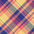 Argyle textile background vector, single tartan seamless texture. Outside plaid pattern fabric check in blue and orange colors Royalty Free Stock Photo