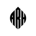 ARH circle letter logo design with circle and ellipse shape. ARH ellipse letters with typographic style. The three initials form a Royalty Free Stock Photo