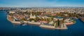 Arial drone panoramic view of St. Peterburg. Sankt Peterburg. Istoric center. Bridges Architecture of Rusia Royalty Free Stock Photo