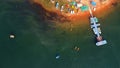 Arial drone view speed boats and yatch in harbor HD