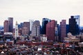 Arial view of the Boston skyline with skyscrapers