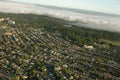 Arial view of city with clouds