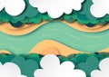 Arial view of forest canopy, clouds and river