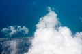 Arial view from internal cabin of aeroplane.Clouds in the sky and cityscapes though airplane window