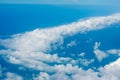 Arial view from internal cabin of aeroplane.Clouds in the sky and cityscapes though airplane window