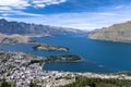 Arial view of Lake Wakatipu and Queenstown, south island of New Zealand Royalty Free Stock Photo