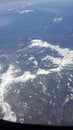 Arial View Looking Down Over Snowy mountains Royalty Free Stock Photo