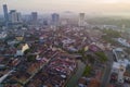 Arial view of Malacca city during sunrise.