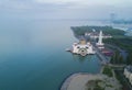 Arial view of Malacca Straits Mosque during sunset Royalty Free Stock Photo