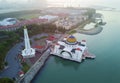 Arial view of Malacca Straits Mosque during sunset Royalty Free Stock Photo