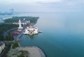 Arial view of Malacca Straits Mosque during sunset Royalty Free Stock Photo