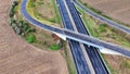 Arial view of Modern transportation with Expressway Road highway Top view. Important infrastructure.