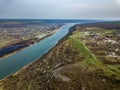 Arial view over the river Royalty Free Stock Photo